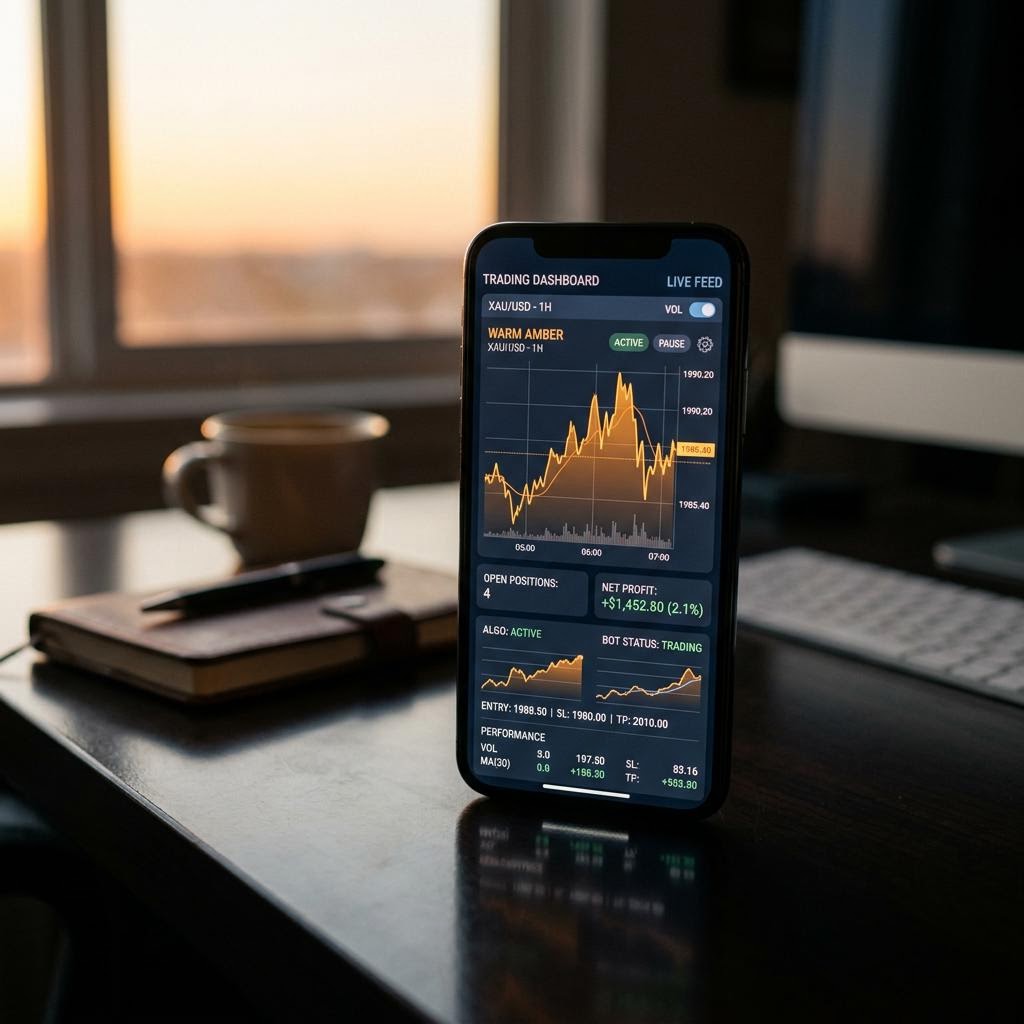 Tableau de bord de trading crypto Ranelo Xivu sur smartphone
